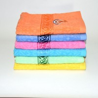 pybt014 custom 21s cotton velour jacquard bath towel with fan embroidery