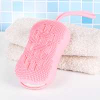 2020 Hot product Silicone Case Wood Pulp Sponge Soft Bath Cleaning Spa Body Washing Scrub Brushes Shower Brush