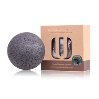 Private label charcoal deep facial cleansing konjac sponge wholesale with custom packaging